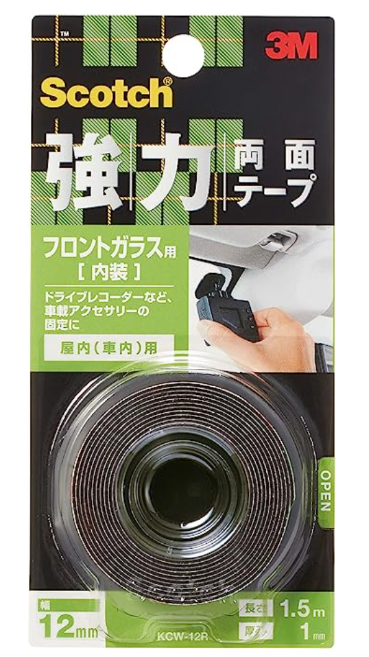 3M スコッチ 強力両面テープ フロントガラス用 幅12㎜長さ1.5m