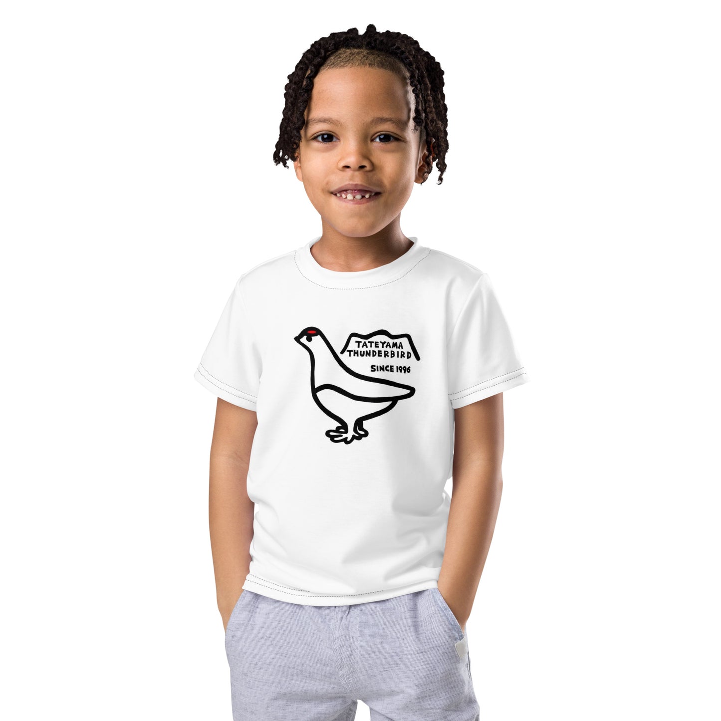 Kids crew neck short-sleeved T-shirt (Raicho-kun)