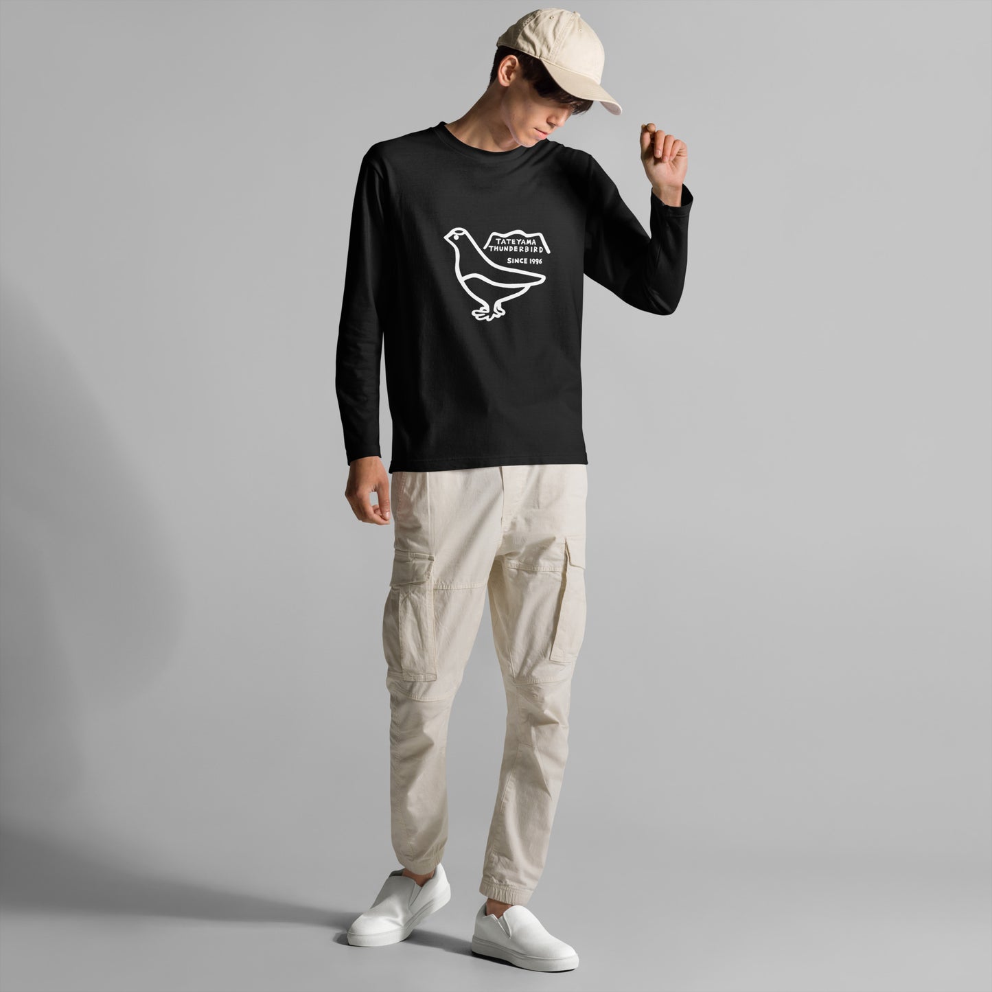 Long-sleeved T-shirt (Raicho-kun) Black, Navy, Turquoise, Heather Gray, Light Pink