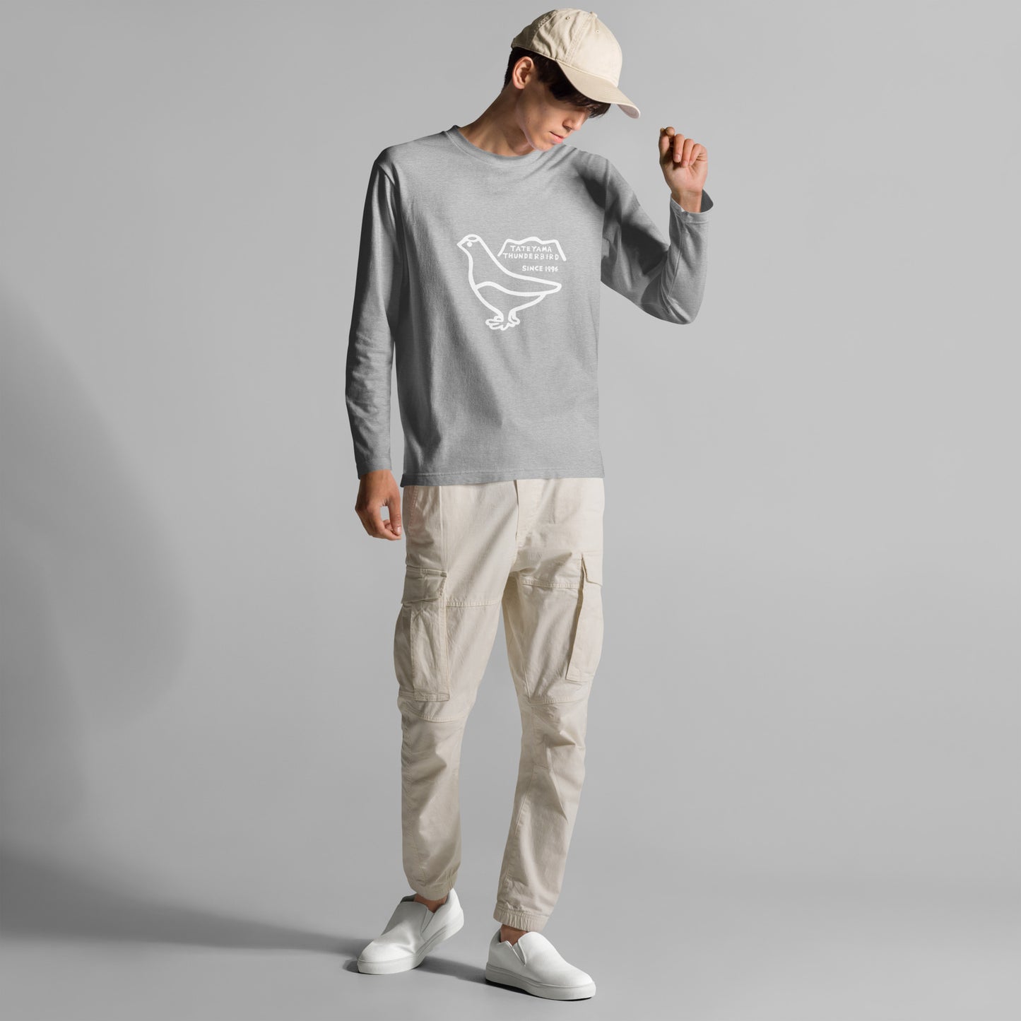 Long-sleeved T-shirt (Raicho-kun) Black, Navy, Turquoise, Heather Gray, Light Pink