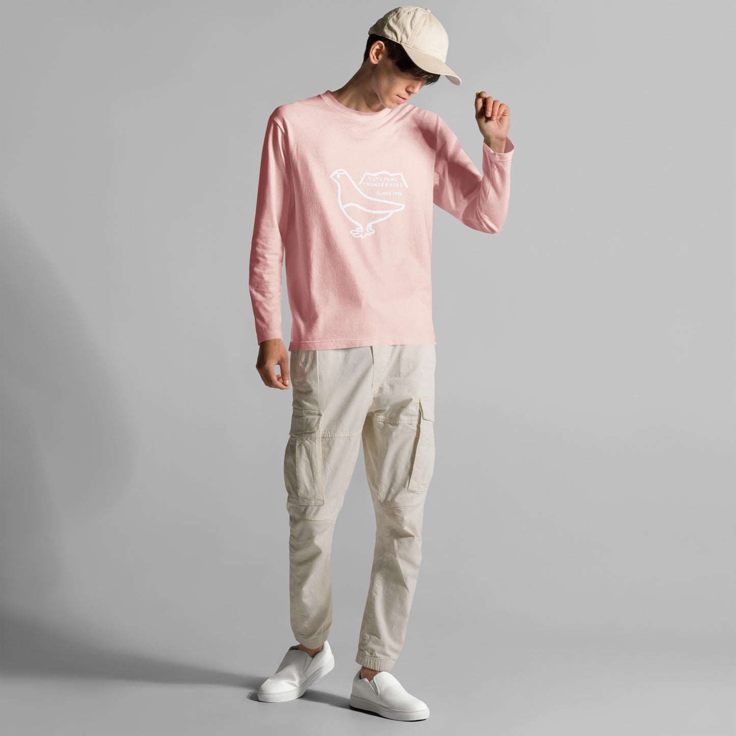 Long-sleeved T-shirt (Raicho-kun) Black, Navy, Turquoise, Heather Gray, Light Pink