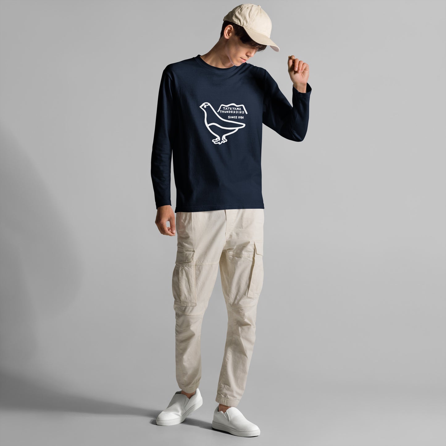 Long-sleeved T-shirt (Raicho-kun) Black, Navy, Turquoise, Heather Gray, Light Pink