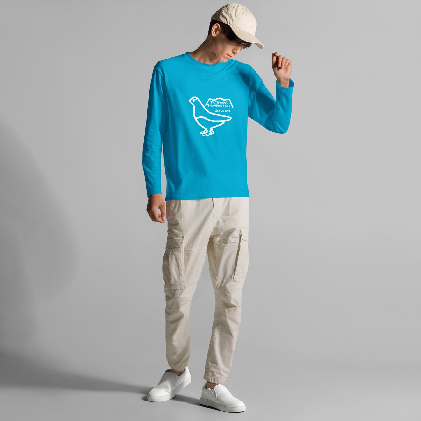 Long-sleeved T-shirt (Raicho-kun) Black, Navy, Turquoise, Heather Gray, Light Pink