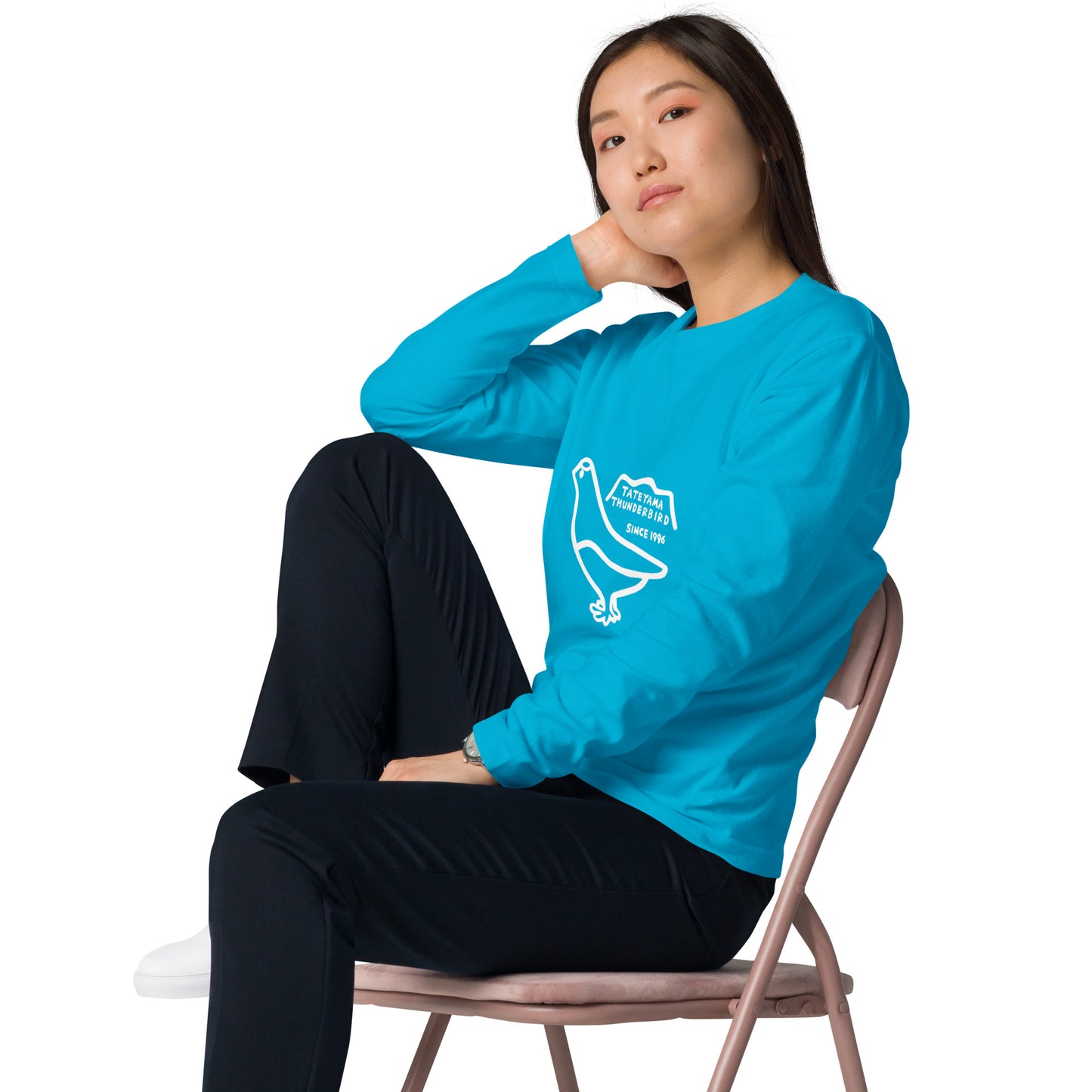 Long-sleeved T-shirt (Raicho-kun) Black, Navy, Turquoise, Heather Gray, Light Pink