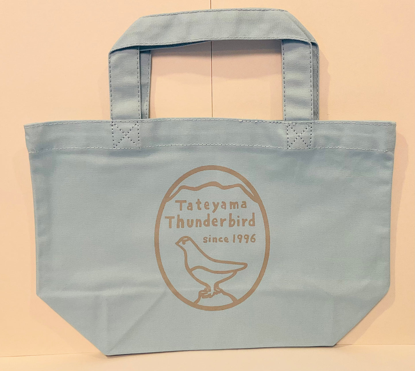 Canvas mini tote bag (Raicho standing in a circle) Fabric color: Pale blue