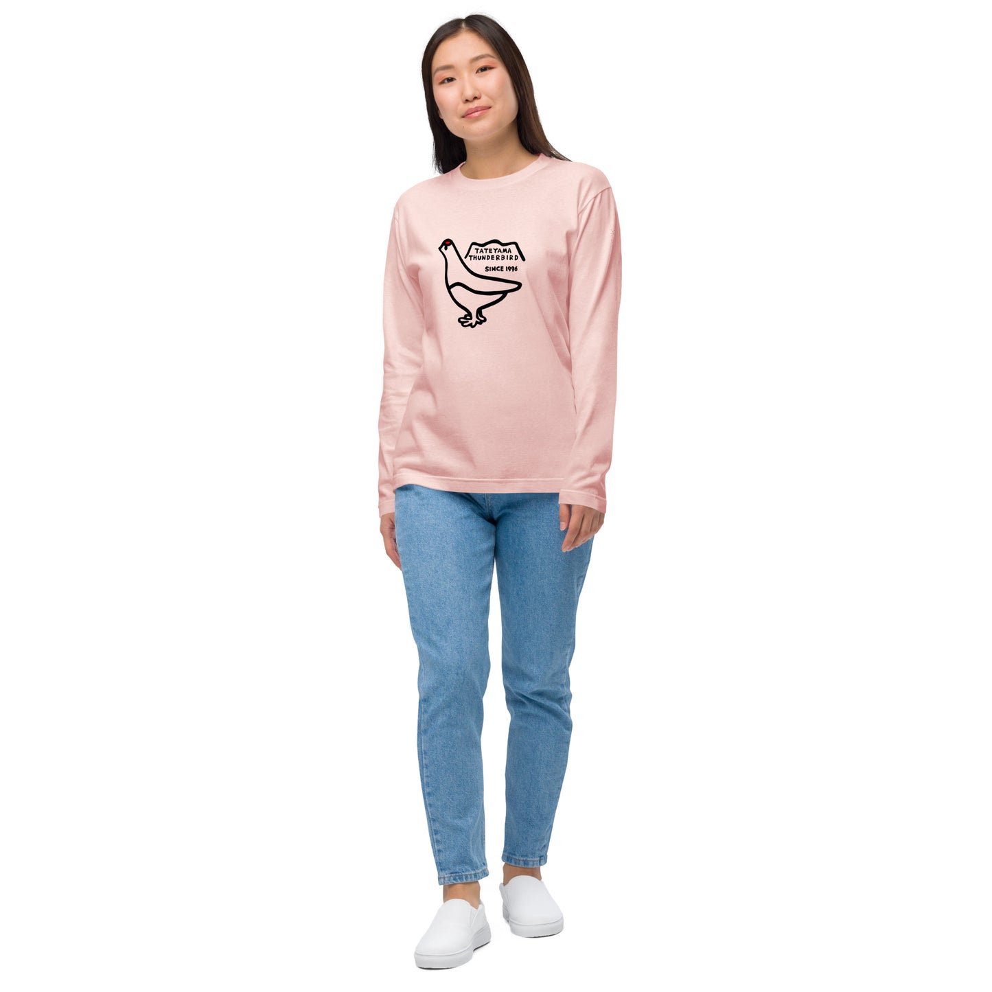 Long sleeve T-shirt (Raicho-kun) Turquoise/Heather gray/Light pink
